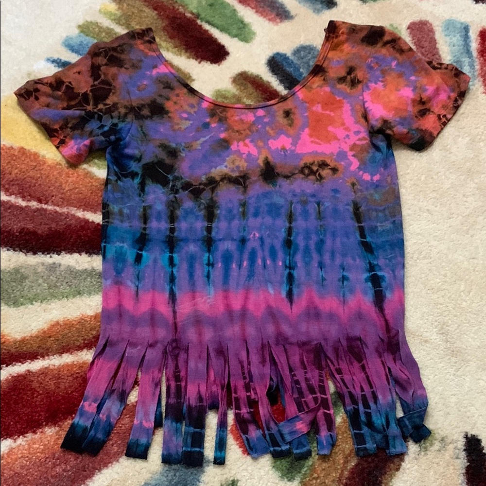 Vibrant Tie-Dye Fringe Top